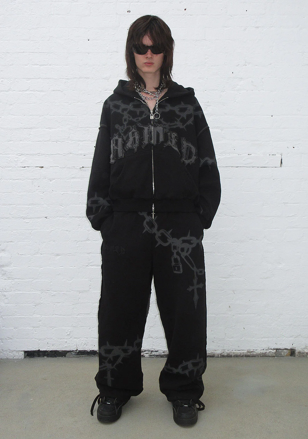 CHAINS ZIP HOODIE BLACK - Image 3