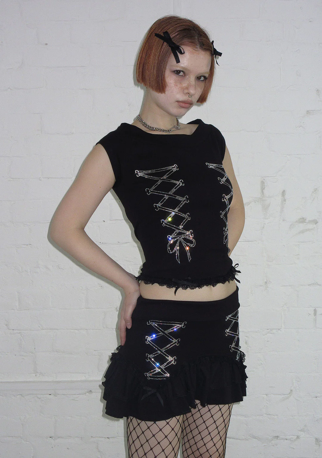 CONFESSIONS RHINESTONE MICRO SKIRT BLACK - Image 2