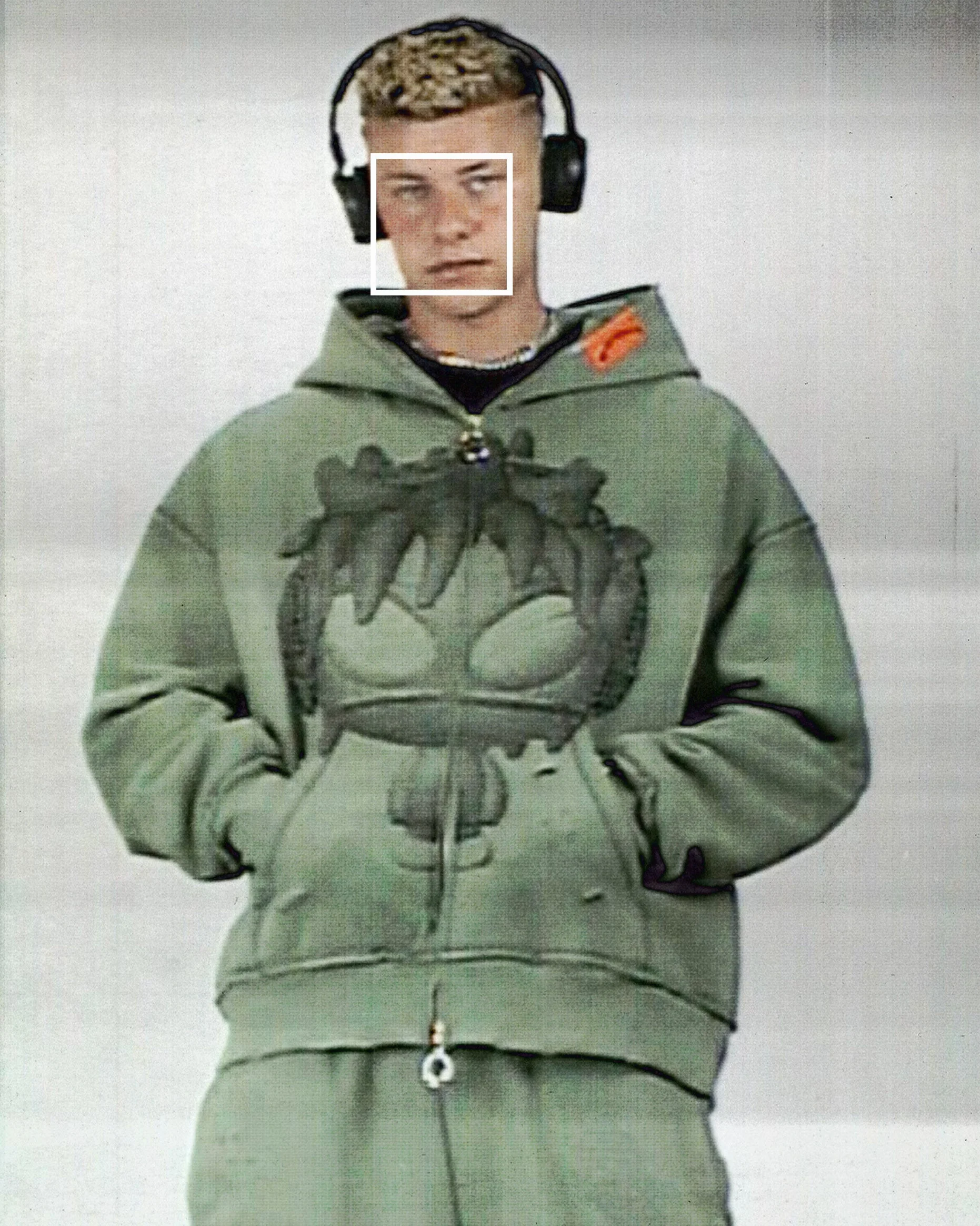 DIGI MASCOT ZIP HOODIE KHAKI - Image 2