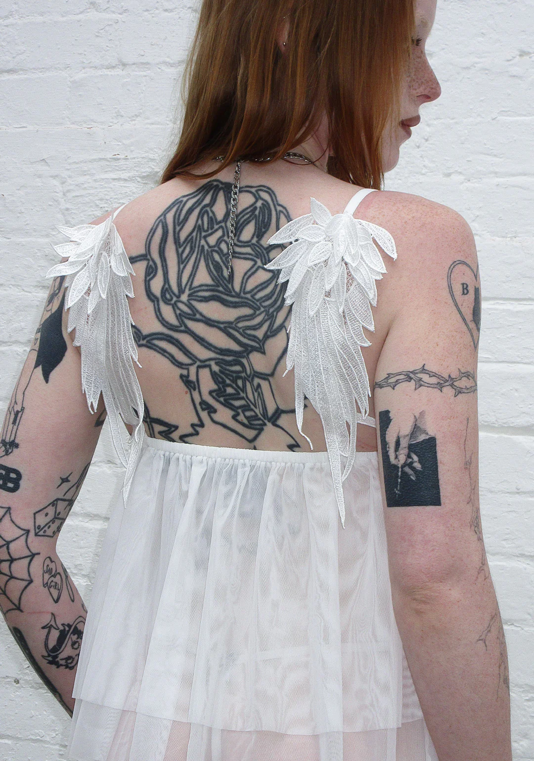 FALLEN SHEER MESH WINGS CAMI TOP WHITE - Image 3