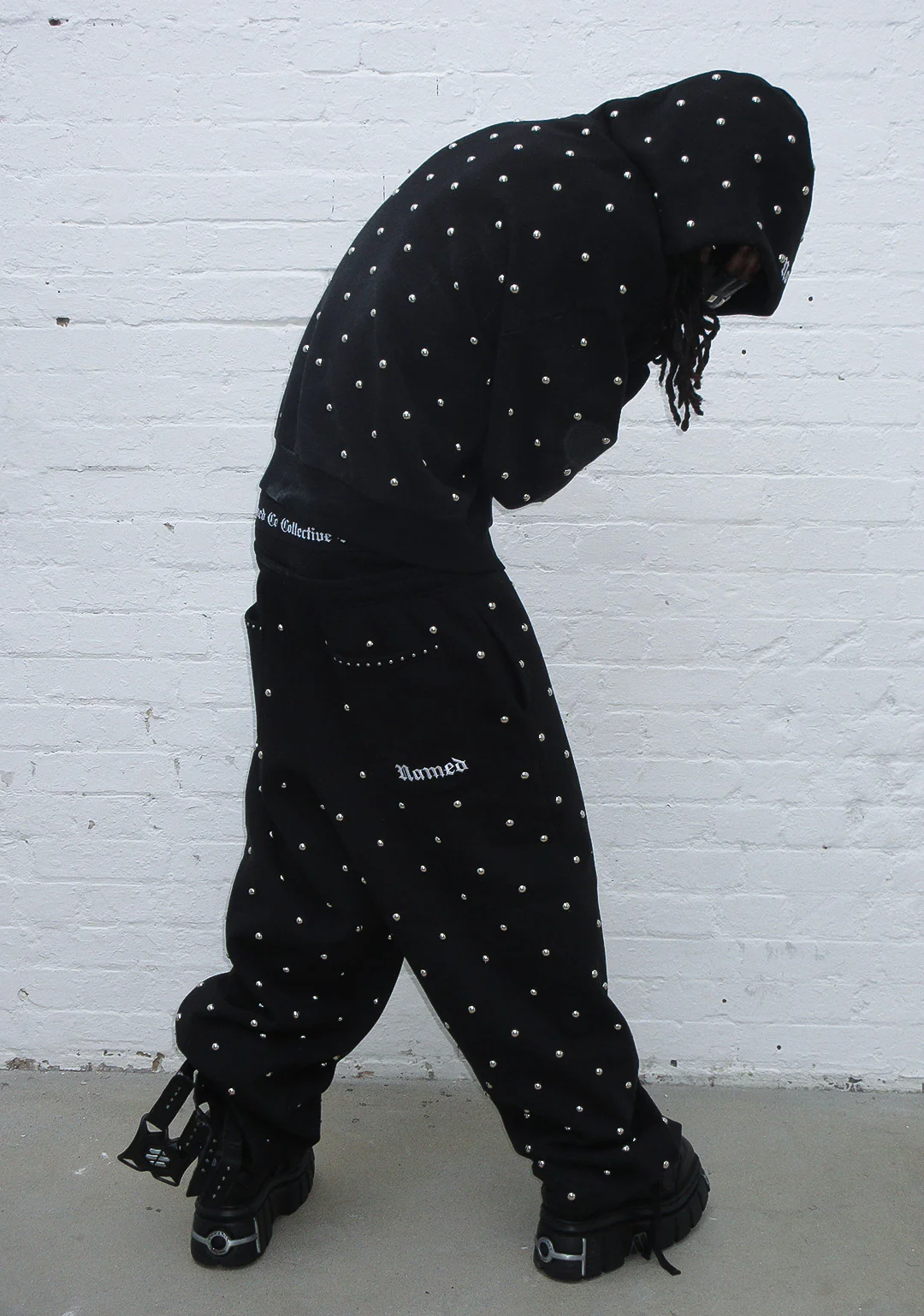 NOVA STUDDED POLKA DOT OVERSIZED SWEATPANTS BLACK - Image 2