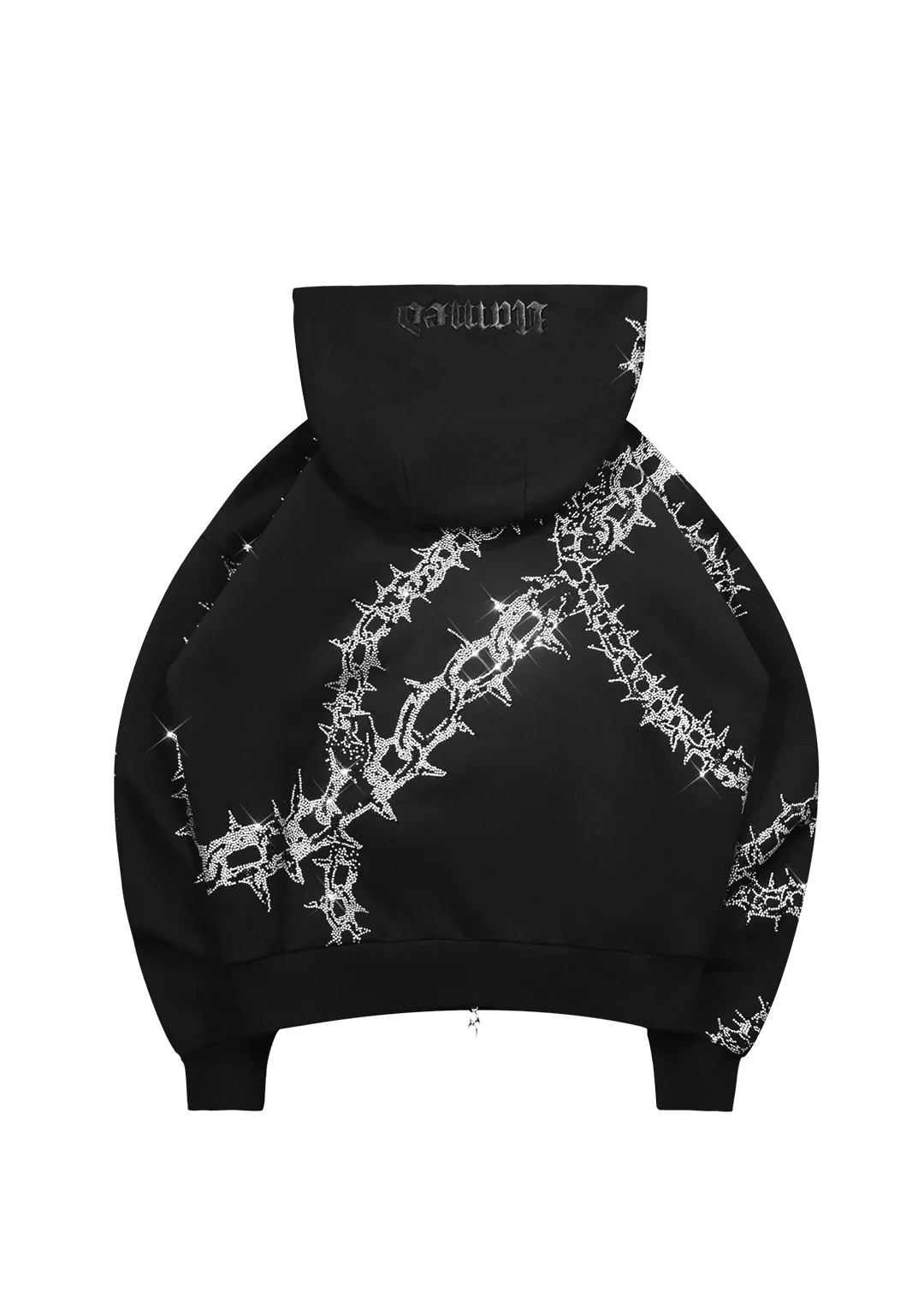 OMEN RHINESTONE ZIP HOODIE BLACK - Image 8