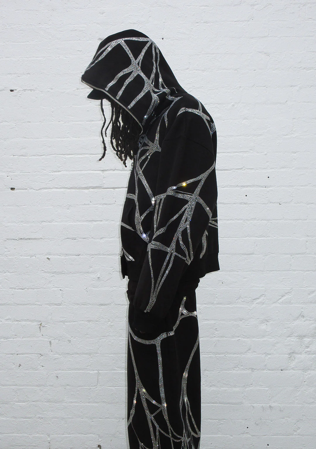 POISON RHINESTONE ZIP HOODIE BLACK - Image 3