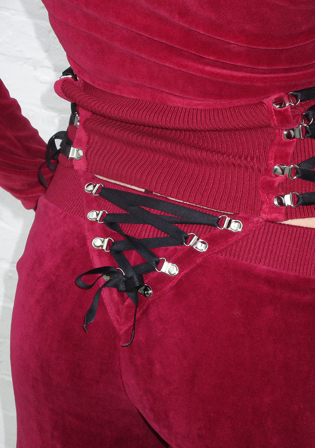 REBEL VELOUR SWEATPANTS DARK RED - Image 3