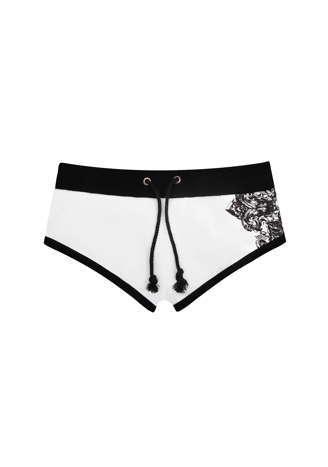 VICE RHINESTONE MICRO RACER SHORTS WHITE